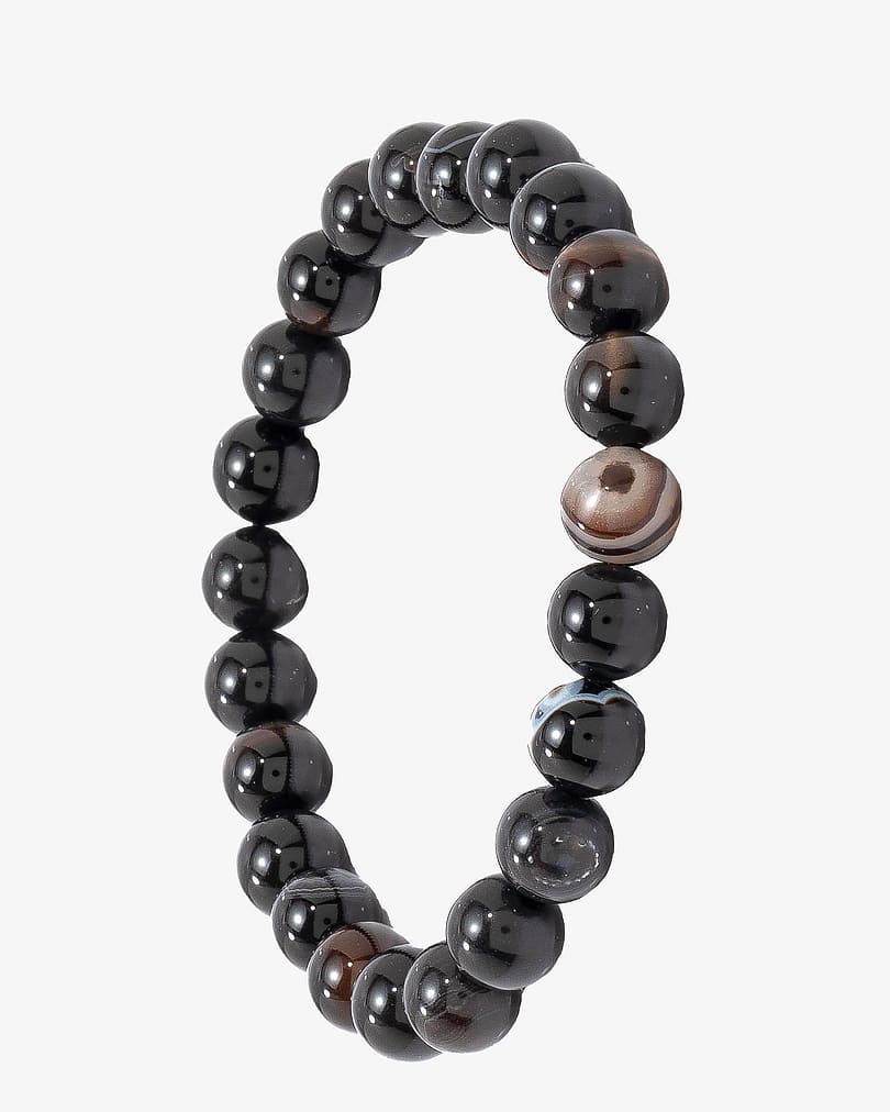 سوار معصم عقيق أسود بعروق