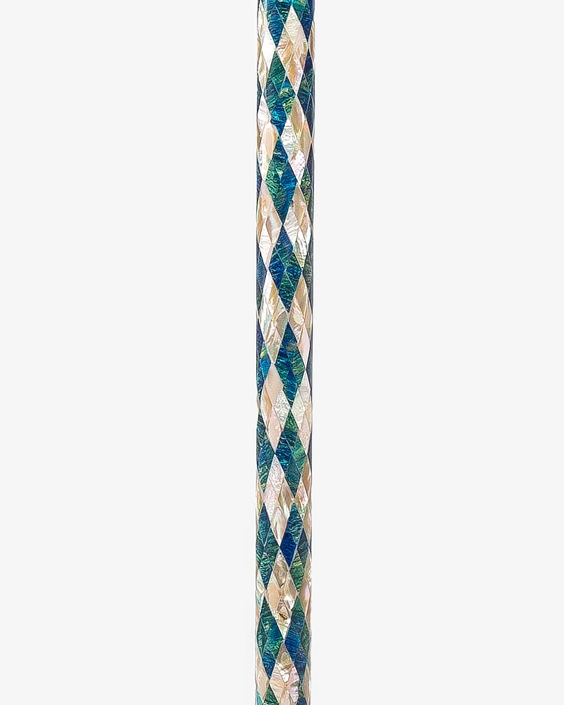 عصا عكاز ايبانوس مزخرفة بصدف طبيعي يدوي