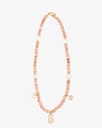 Women's necklace with rose jade stone and natural pearl
