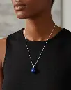 سلسلة لازورد طبيعي بفضة للنساء