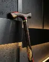 عصا عكاز خشب ايبانوس مرصعة شبيه مرجان وصدف يدوي