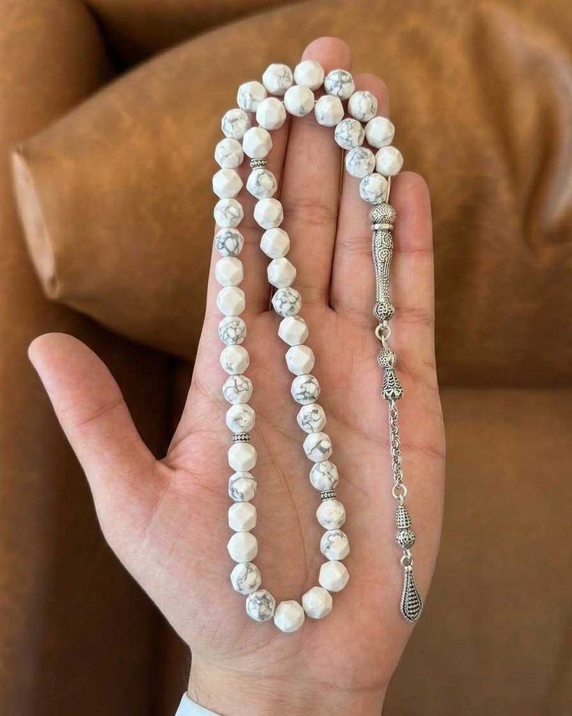 سبحة فاخرة حجر جاموس طبيعي ( هولايت )