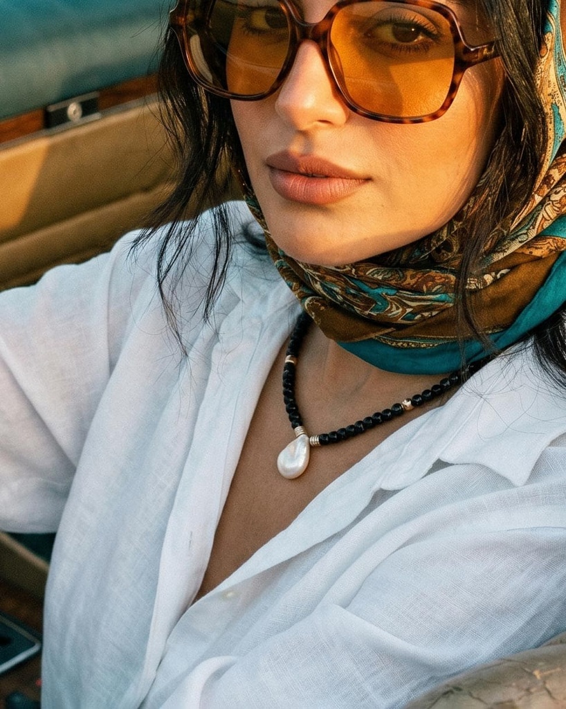 سلسلة نسائي حجر عقيق ولؤلؤ طبيعي