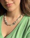 سلسلة نسائي حجر سيرافينيت أخضر طبيعي فريد