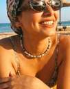 سلسلة نسائي اسطواني عقيق شجري ( مطلي ذهب )