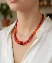 سلسلة نسائي حجر عقيق طبيعي (مطلي ذهب )