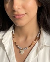 سلسلة نسائية يشب طبيعي وعين النمر وسترين بقلب مرصع